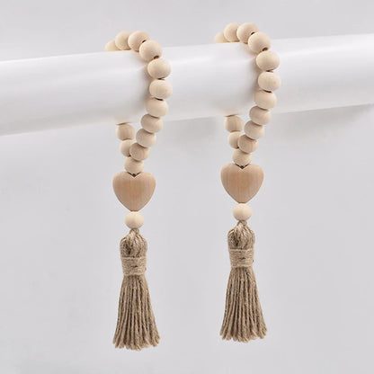 Wood Bead Garland with Tassels