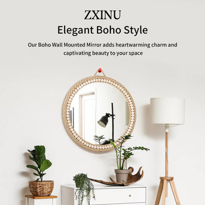 Boho Wall Mounted Rattan Mirror