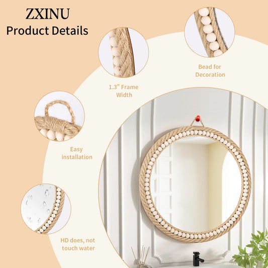 Boho Wall Mounted Rattan Mirror
