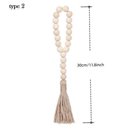 Wood Bead Garland with Tassels