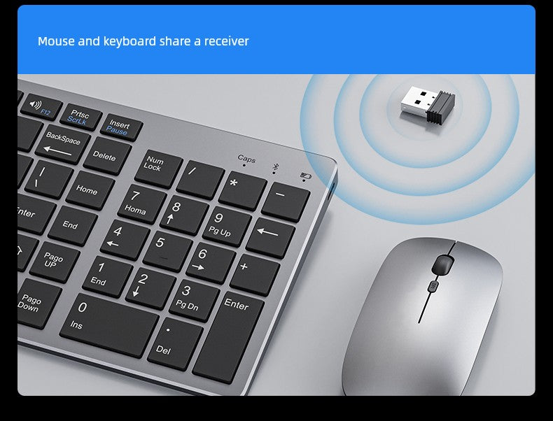 wireless rechargeable keyboard with USB receiver and mouse combo