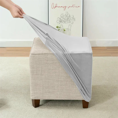 1pc Velvet Ottoman Cover Square Solid Color Footrest Slipcovers Elastic House Pouf Stool Cover Living Room Furniture Protector