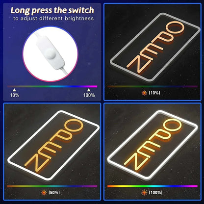 Vertical Open neon sign with adjustable brightness for clubs and restaurants.