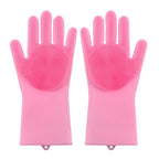 Pet grooming gloves made from soft, eco-friendly silicone for easy hair removal and cleaning.