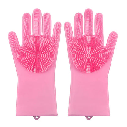 Pet grooming gloves made from soft, eco-friendly silicone for easy hair removal and cleaning.