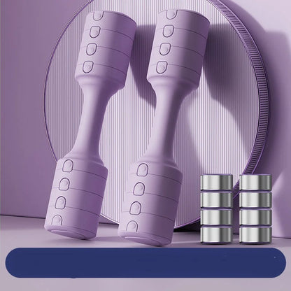 Adjustable dumbbells with rubber covering and spray-paint finish for strength training, 0-5kg.