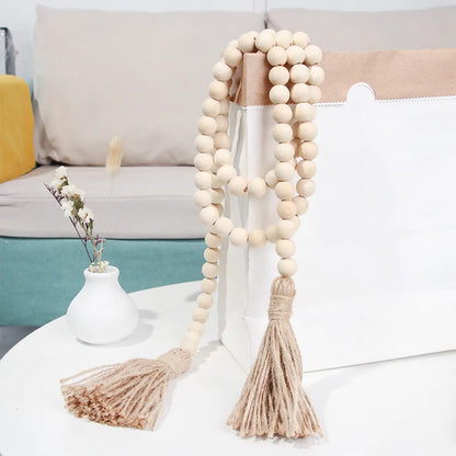 Wood Bead Garland with Tassels