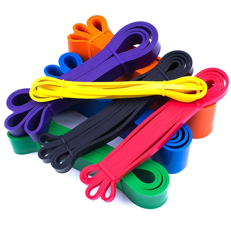 Colorful resistance bands set for fitness and bodybuilding.