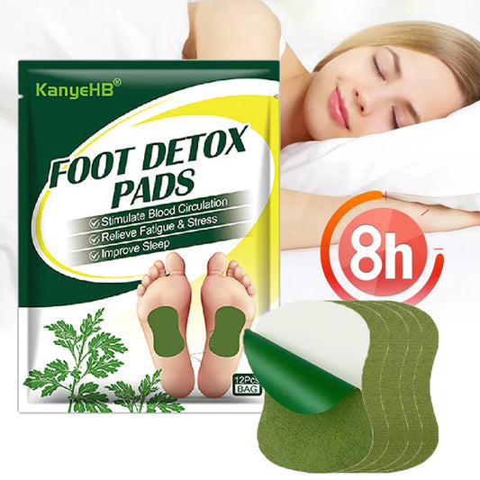 Detox Foot Patches for stress relief and improved sleep, featuring natural herbal ingredients like wormwood.