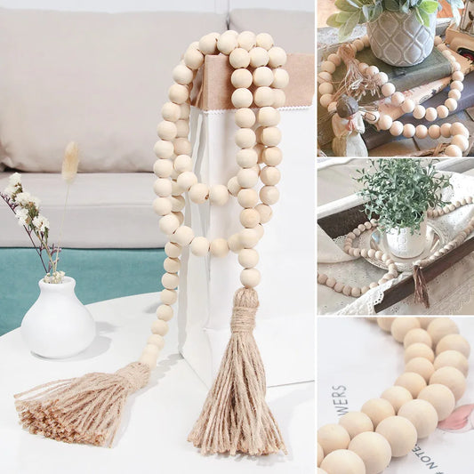 Wood Bead Garland with Tassels