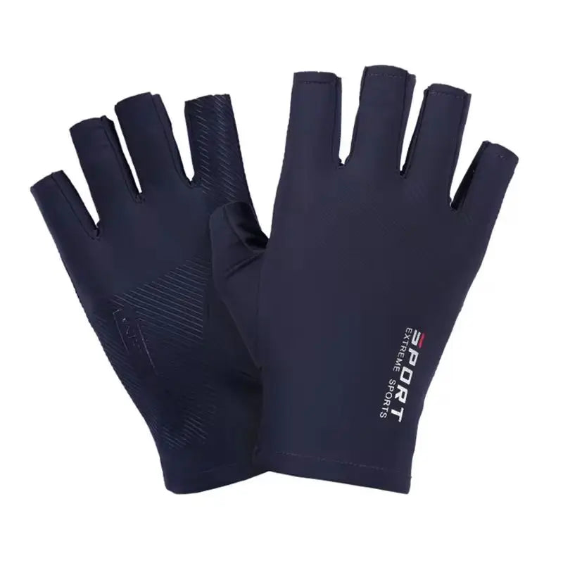 Unisex ice silk cycling gloves for adults in black.