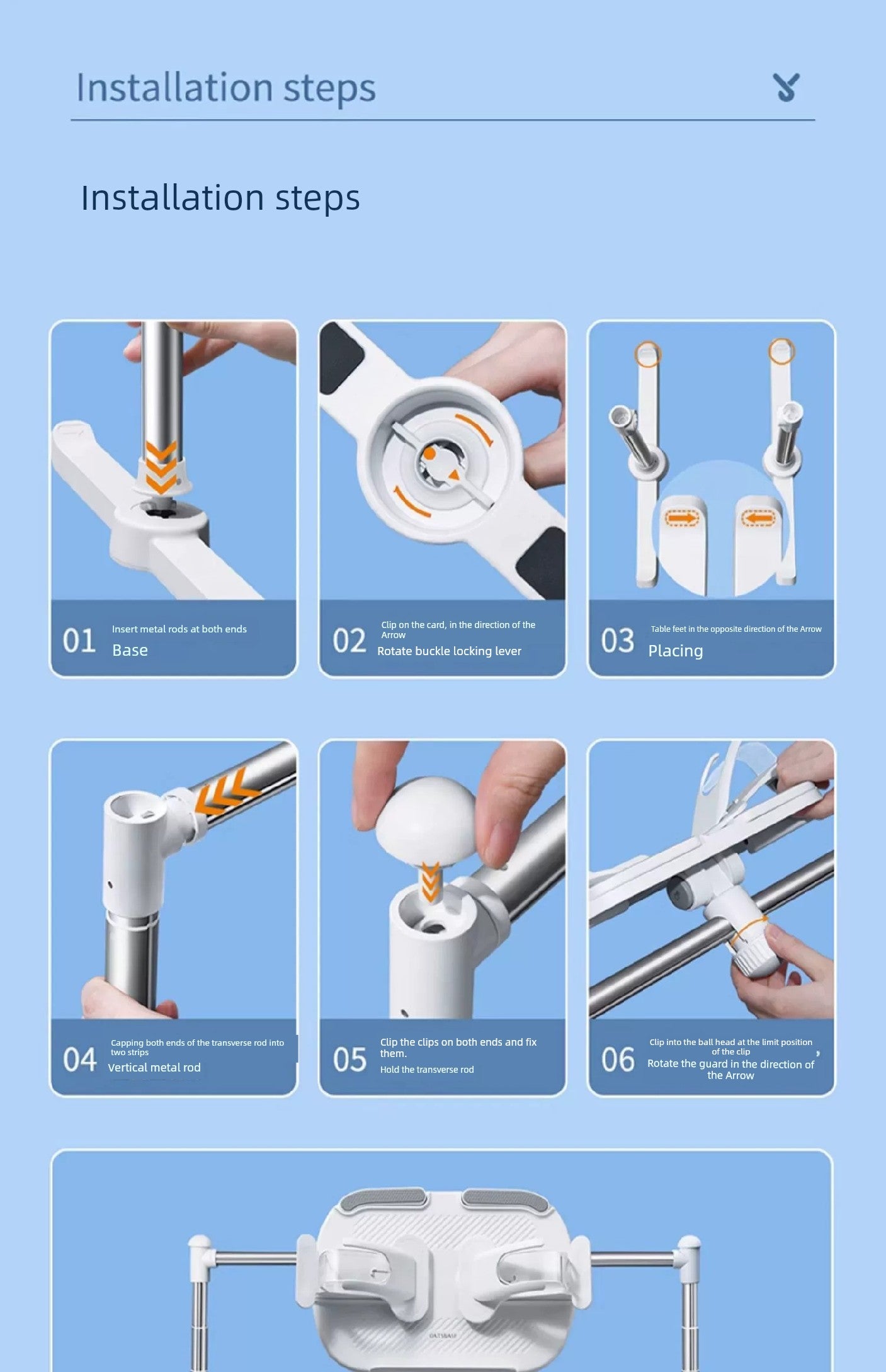 installation steps for adjustable book holder for bed