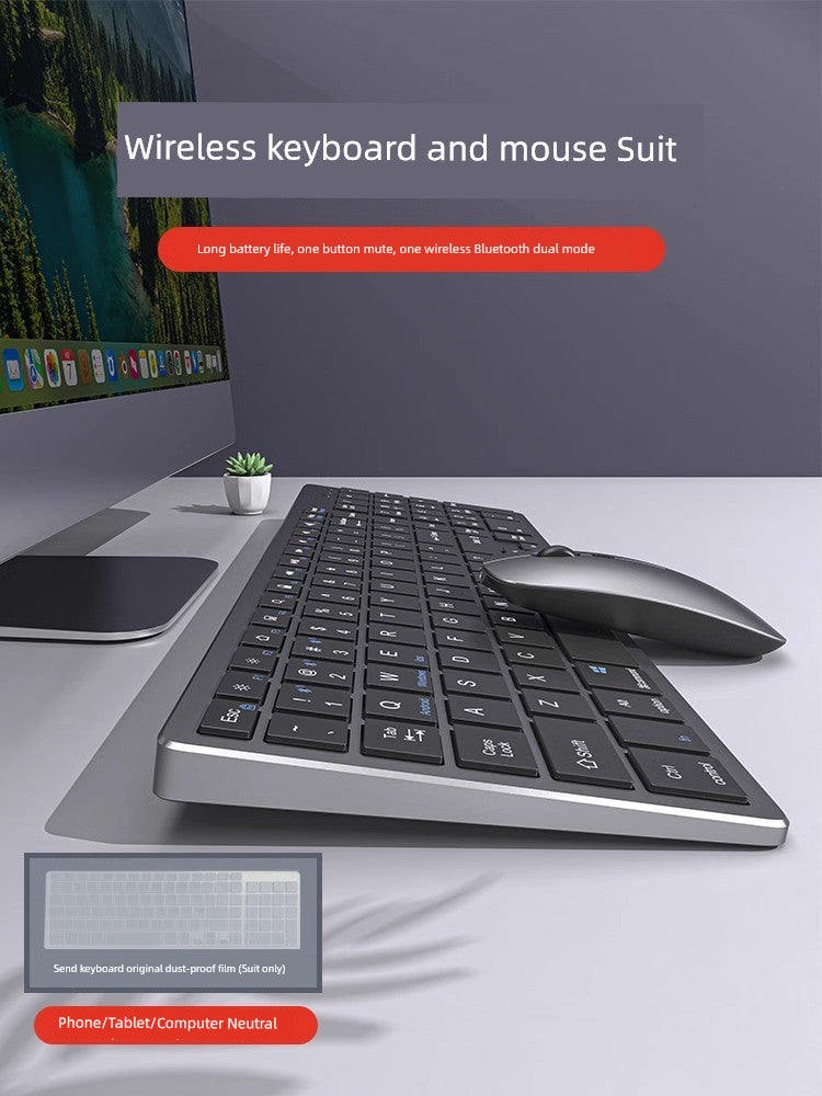 Wireless rechargeable keyboard with mouse, Bluetooth, ergonomic design, office compatible.