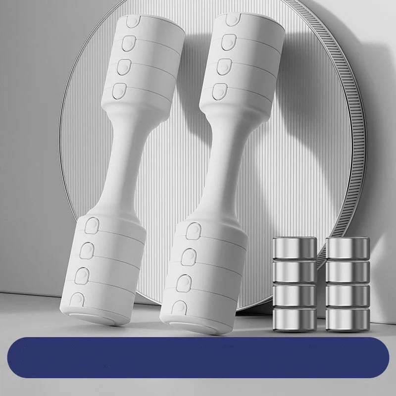 Adjustable dumbbells with rubber cover for arms strength training.