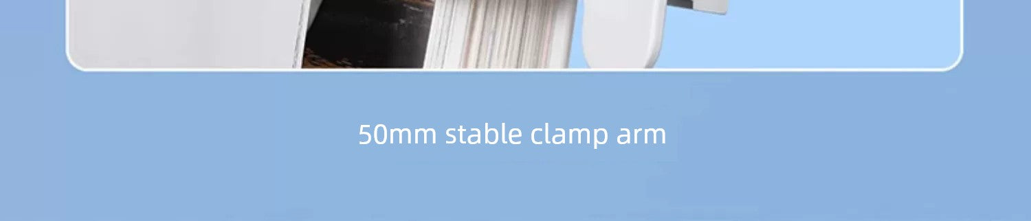Adjustable book holder with a 50mm stable clamp arm for bedside use.
