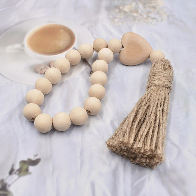Wood Bead Garland with Tassels