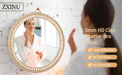Boho Wall Mounted Rattan Mirror