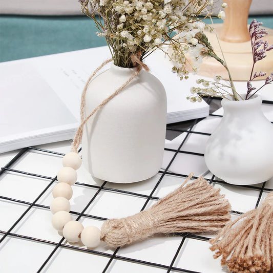 Wood Bead Garland with Tassels