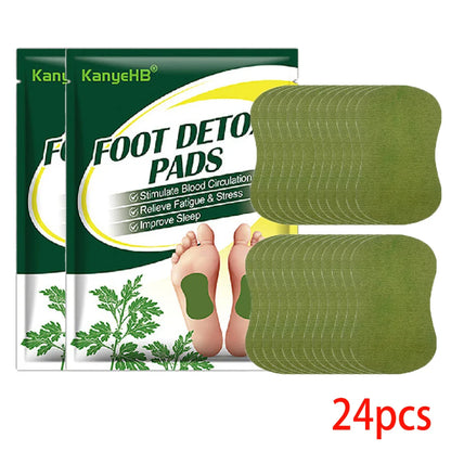Detox foot patches with herbal wormwood, pack of 24 for stress relief and sleep aid.