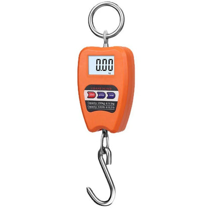 Portable luggage scale with digital display and sturdy hook for accurate weighing.