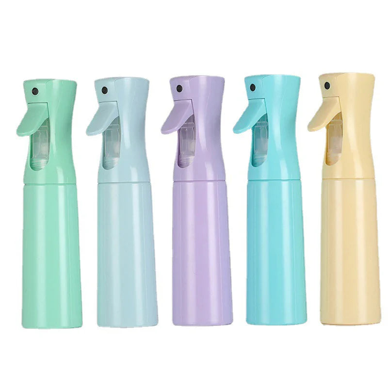 High pressure spray bottle in pastel macaron colors, 300ml capacity for skincare and nail care.
