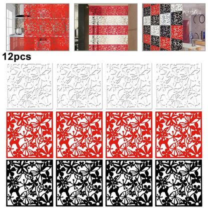 12pcs Hollow Room Divider Screen Hanging Panel Curtain Partitions Waterproof Household Hotel DIY Art Decoration