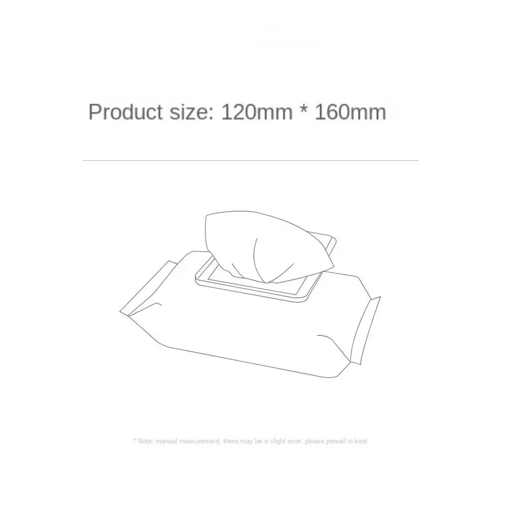 Pet wipes illustration showing size 120mm by 160mm, suitable for cats and dogs.