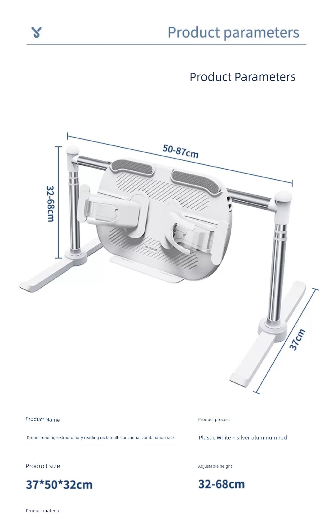 adjustable metal book holder for bed with extendable arms and stable base