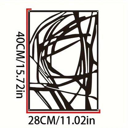 Abstract metal wall art with a minimalist single line design, measures 40cm by 28cm.
