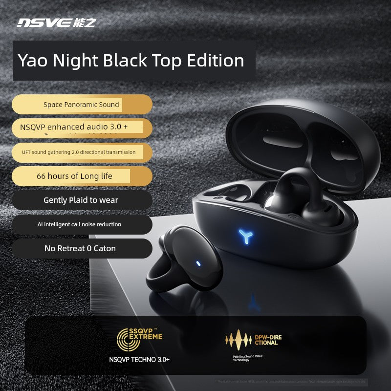 bone conduction Bluetooth headset with ear-hook design and 66 hours battery life