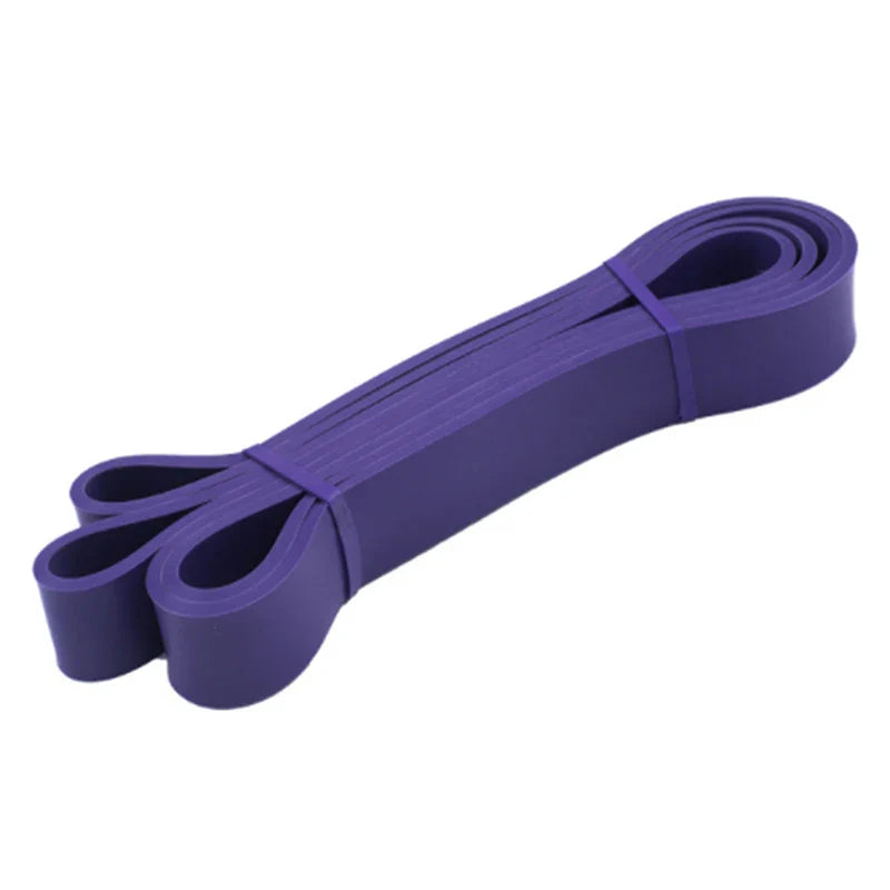 Purple resistance band for fitness and muscle relaxation exercises.