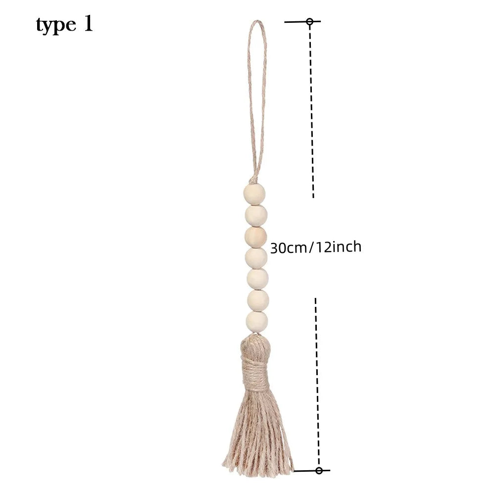 Wood Bead Garland with Tassels
