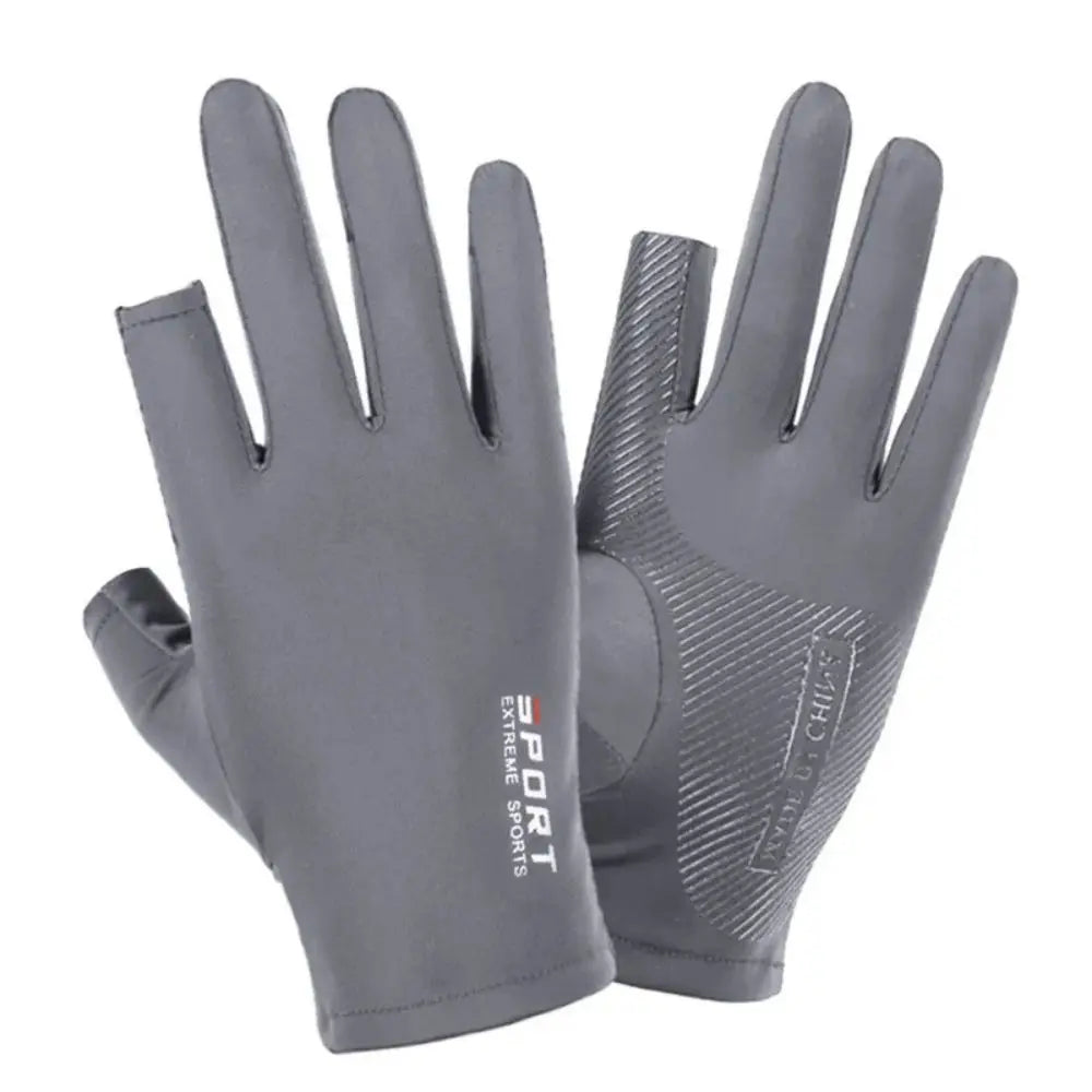 Unisex ice silk cycling gloves made of rayon with grip texture.