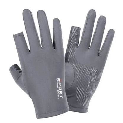 Unisex ice silk cycling gloves made of rayon with grip texture.