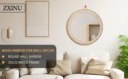 Boho Wall Mounted Rattan Mirror