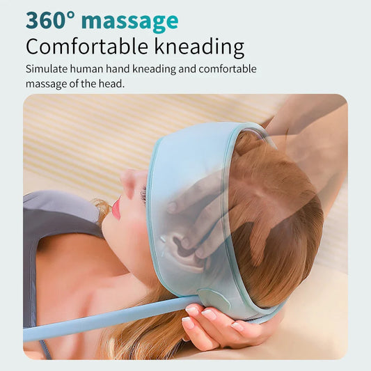 Electric head massager providing 360-degree comfortable kneading for relaxation.