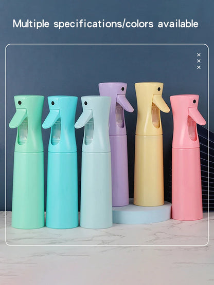 High pressure spray bottles in various pastel colors for skincare and nail care, 300ml capacity.