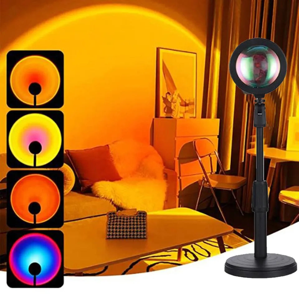 Sunset Lamp Projection with Remote, 16 Colors, 360° Rotation for Photography Lighting.