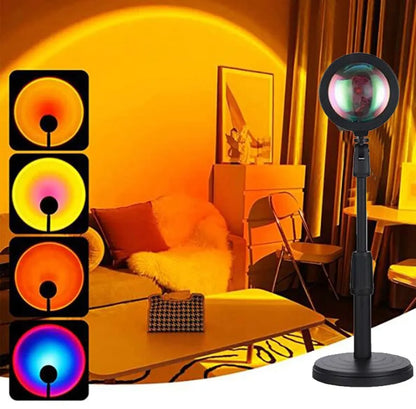 Sunset Lamp Projection with Remote, 16 Colors, 360° Rotation for Photography Lighting.