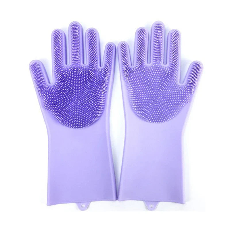 Pet grooming gloves made of soft silicone for gentle hair removal and massage.