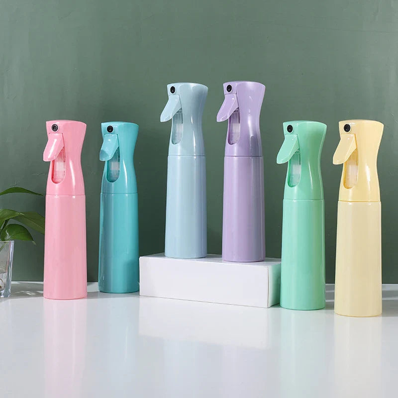 High pressure spray bottles in pastel macaron colors for universal skincare and nail use, 300ml capacity.