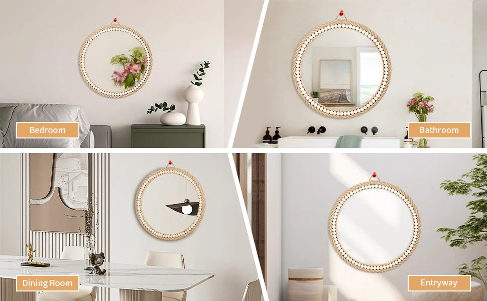 Boho Wall Mounted Rattan Mirror