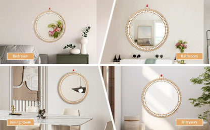 Boho Wall Mounted Rattan Mirror
