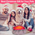 Family with dog enjoying Christmas with snuffle mat for dogs as a festive gift.