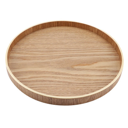 Wooden serving tray, round, made of high-quality wood, perfect for tea, fruits, and home decor.