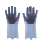 Pet grooming gloves with silicone tips for hair removal and cleaning.