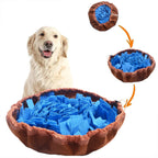 Interactive snuffle mat for dogs made of fleece and felt, featuring a playful design for pet engagement and enrichment.