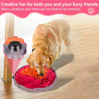Dog interacting with colorful snuffle mat for fun and enrichment.