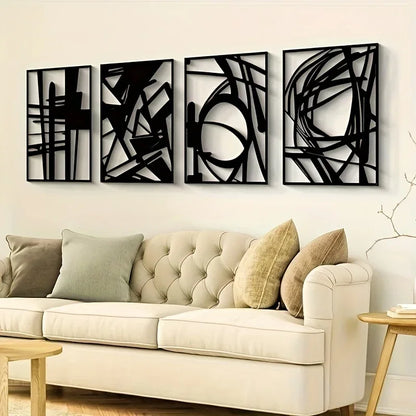 Abstract metal wall art in a modern minimalist style enhancing stylish wall decor.