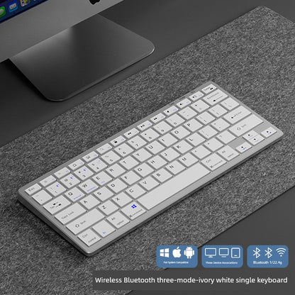 Wireless rechargeable keyboard with Bluetooth and ergonomic support, compatible with Windows, Android, macOS, and iOS systems.